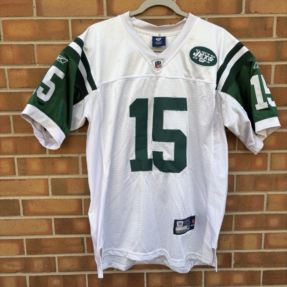 Reebok Tim Tebow #15 Jersey New York Jets Reebok Mens 48 White Green Stains Flaw